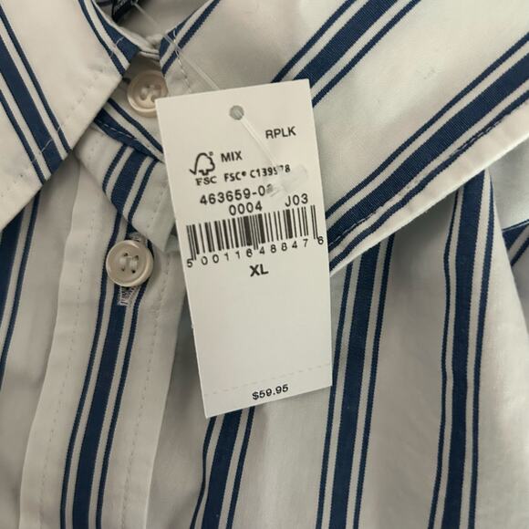 Gap Women's Button Up Blue Stripe Cotton Poplin Long Sleeve Shirt XL New - Picture 4 of 9